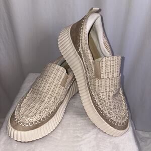 Dolce Vita Dayo Platform Tweed Slip On Sneakers Beige Cream Women’s Size 9 NWOT